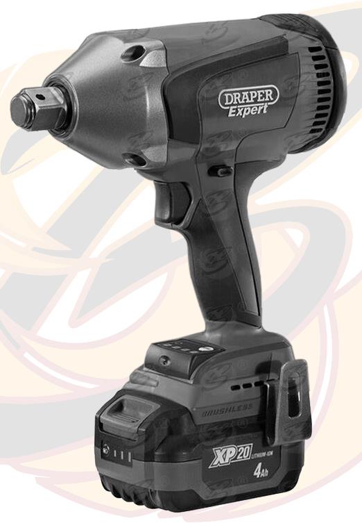 DRAPER 20V 1060NM 3/4" DRIVE CORDLESS IMPACT WRENCH BRUSHLESS x2 4AH LI-ION BATTERIES