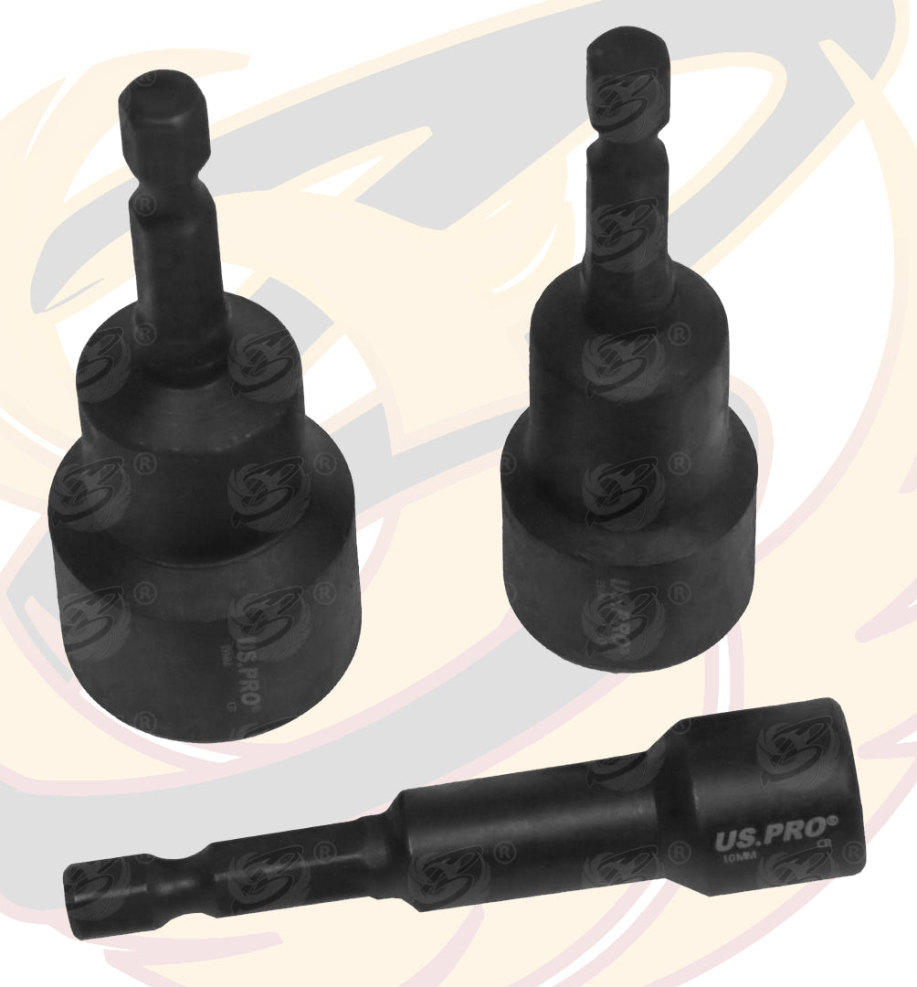 US PRO 10PCS MAGNETIC IMPACT NUT DRIVERS / RUNNERS ( 6MM - 19MM )