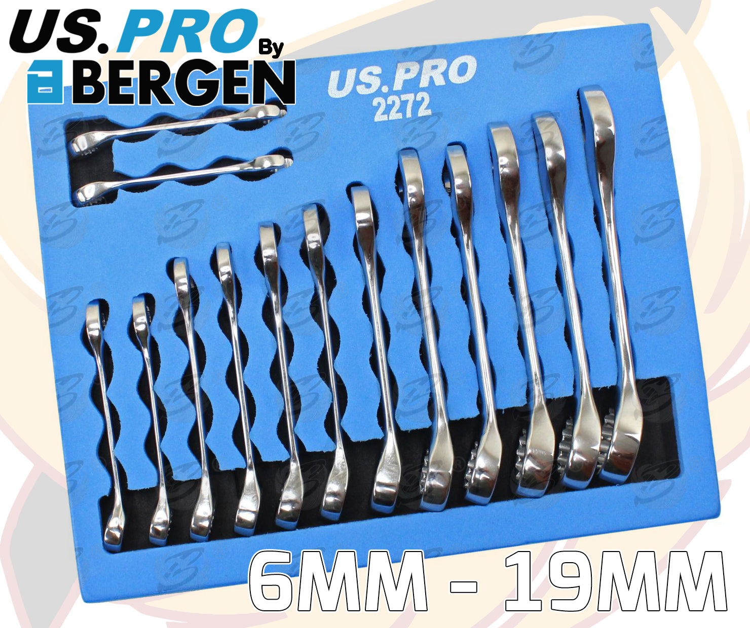 US PRO 26PCS SPANNERS & STUBBY COMBINATION SPANNER SET 6MM - 22MM