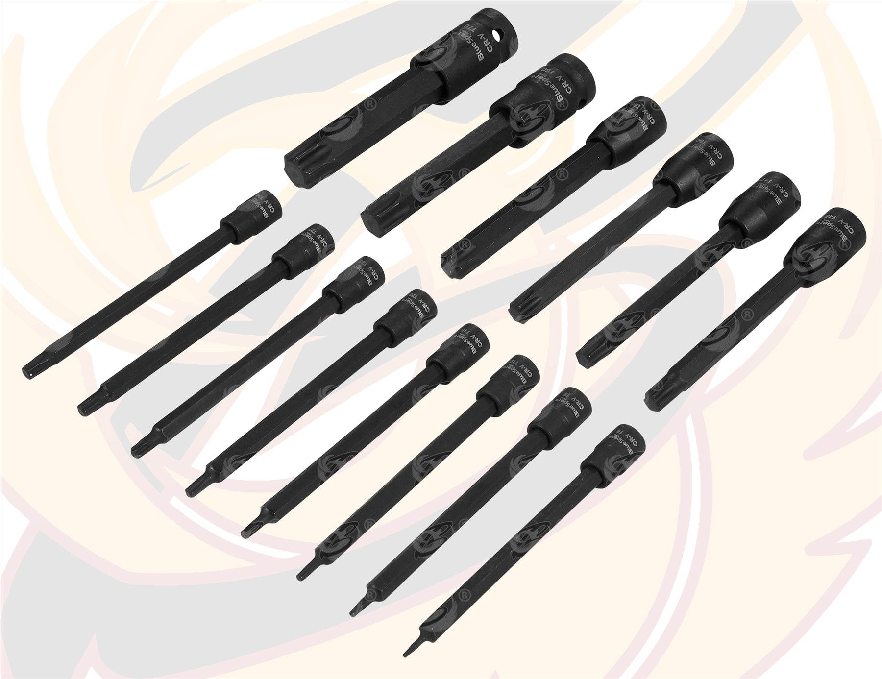 BLUESPOT 15PCS 1/4" & 3/8" & 1/2" DRIVE EXTRA LONG IMPACT TORX BIT SOCKETS T6 - T70
