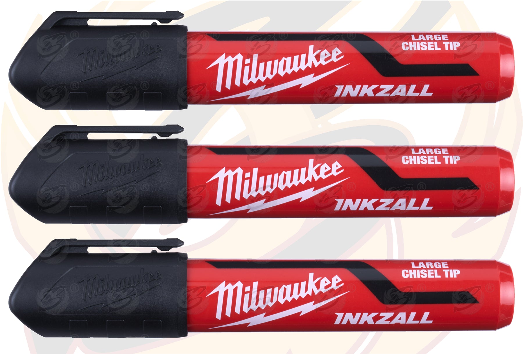 MILWAUKEE INKZALL LARGE CHISEL TIP ALL SURFACE MARKER PENS ( X 3 )