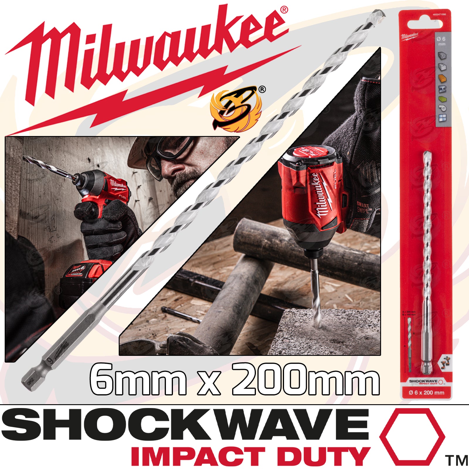 MILWAUKEE 6mm x 200mm MULTI MATERIAL DRILL BIT