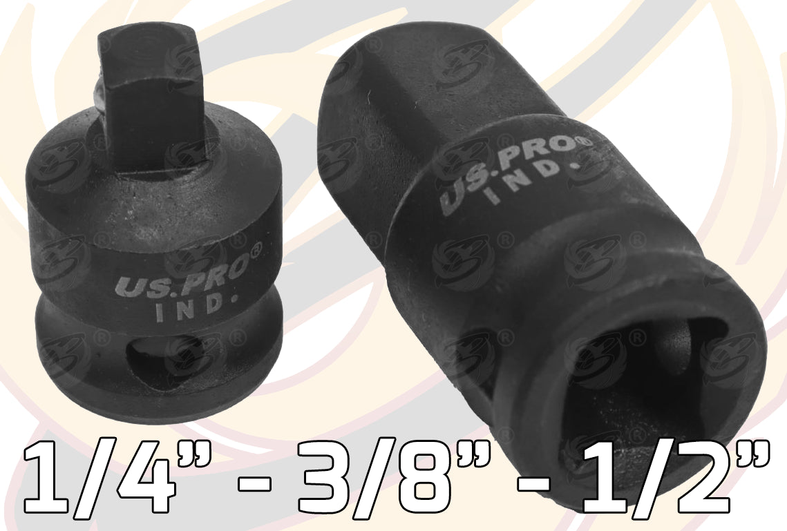 US PRO INDUSTRIAL 4PCS IMPACT SOCKET ADAPTERS ( 1/4" - 1/2" ) ( CR-MO )