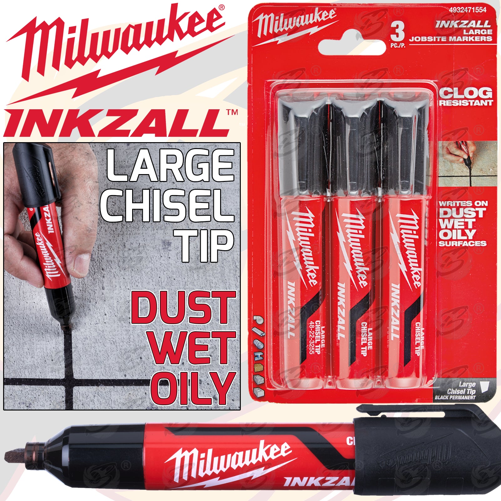 New Milwaukee Inkzall Chisel-Tip Markers, Large and XL
