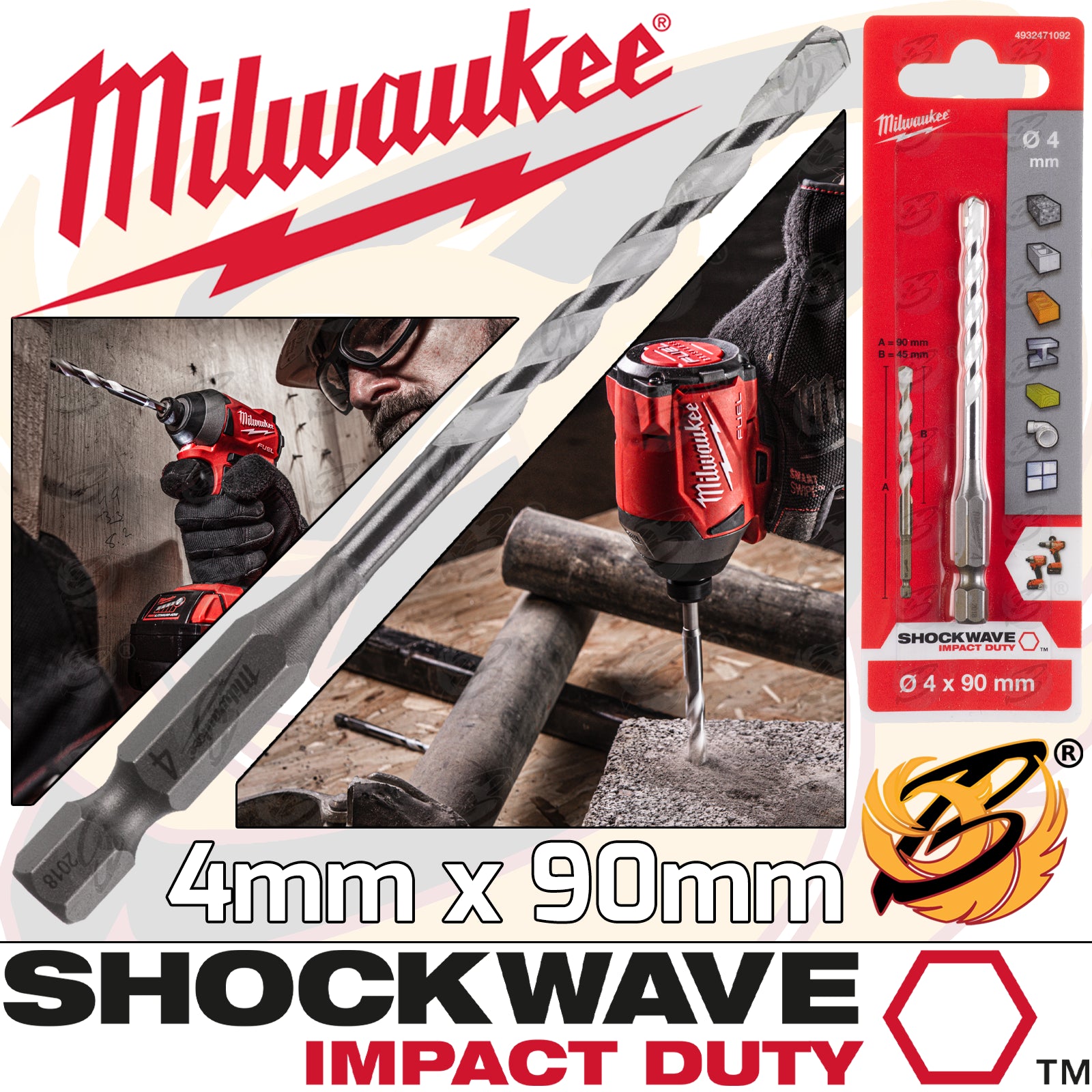 MILWAUKEE 4mm x 90mm MULTI MATERIAL DRILL BIT