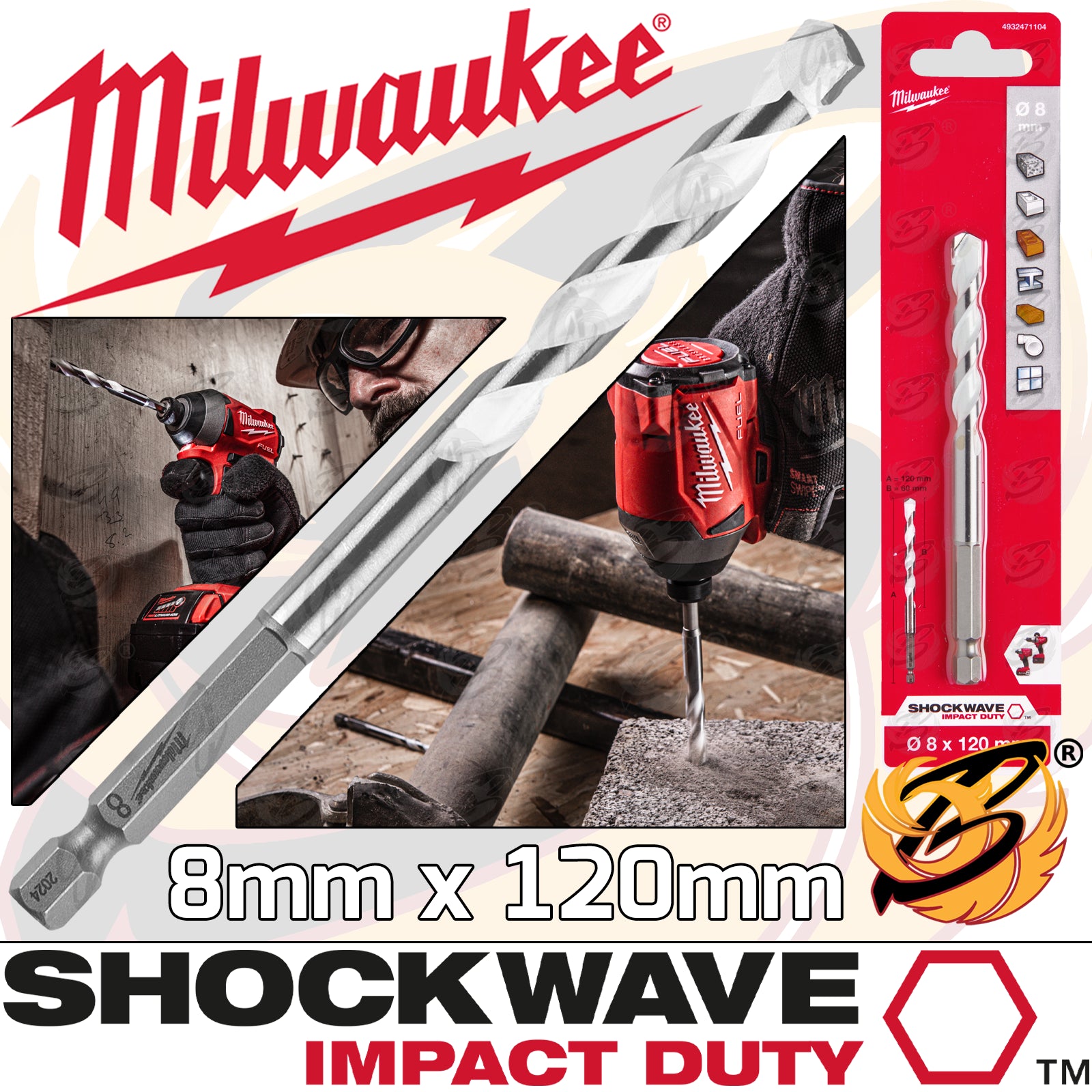 MILWAUKEE 8mm x 120mm MULTI MATERIAL DRILL BIT