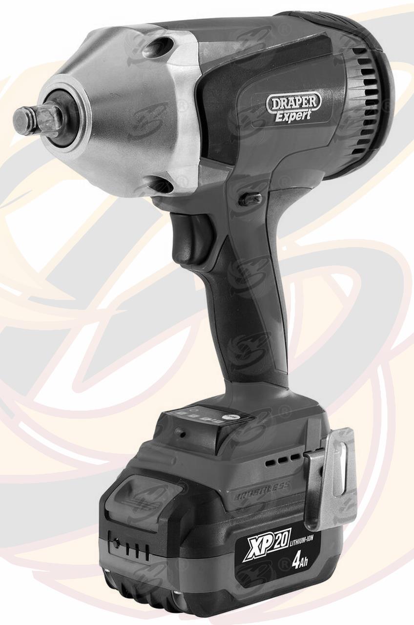 DRAPER 20V 1000NM 1/2" DRIVE CORDLESS IMPACT WRENCH BRUSHLESS x2 4AH LI-ION BATTERIES