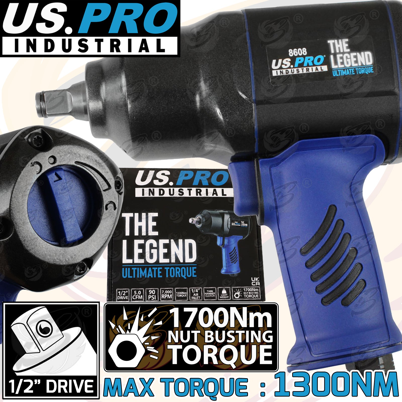 US PRO 1/2" DRIVE AIR IMPACT WRENCH 1700Nm ( THE LEGEND )