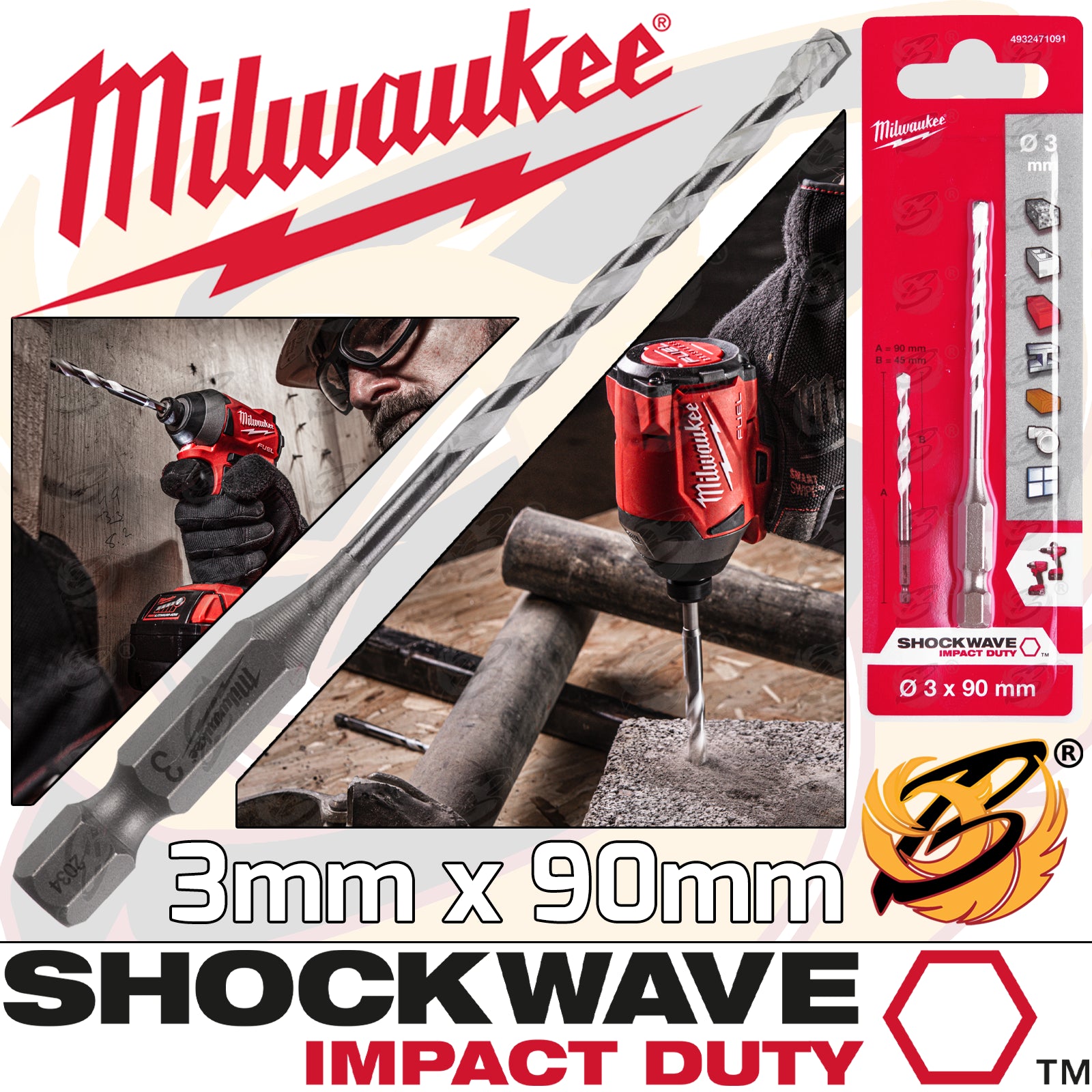 MILWAUKEE 3mm x 90mm MULTI MATERIAL DRILL BIT