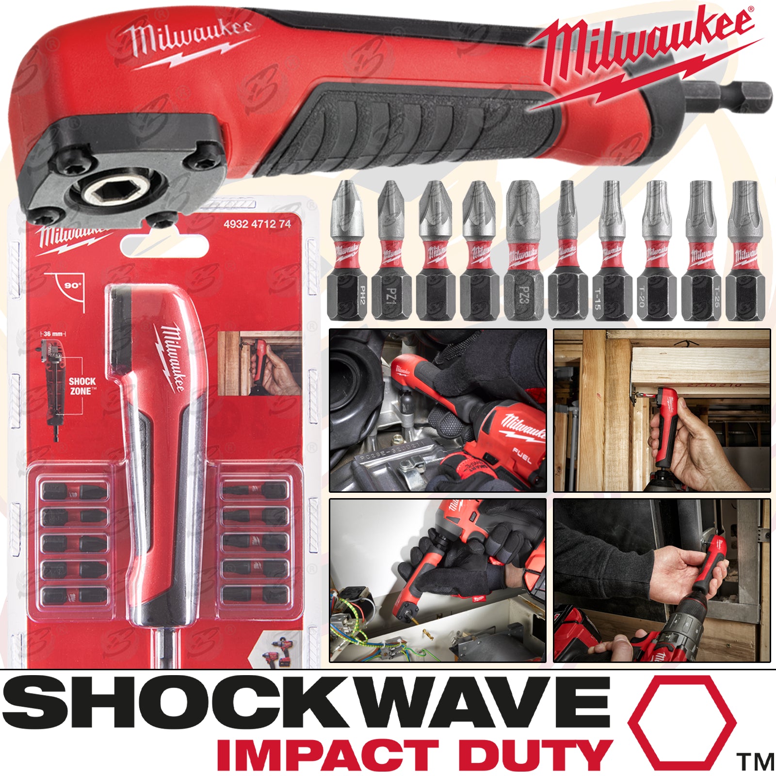 MILWAUKEE RIGHT ANGLE DRILL IMPACT DRILL / DRIVER ATTACHMENT ( SHOCKWAVE  IMPACT DUTY )
