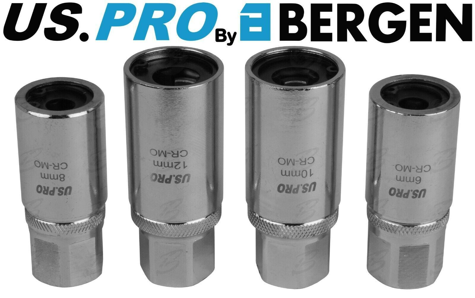 US PRO 4PCS 1/2" DRIVE ROLLER TYPE STUD EXTRACTORS 6MM - 12MM