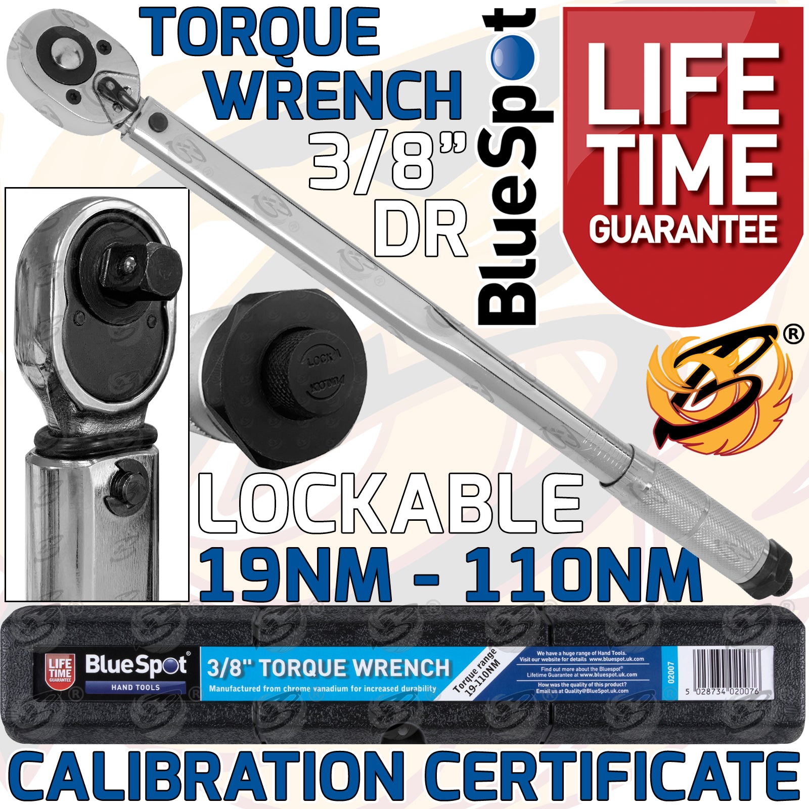 BLUESPOT 3/8" DRIVE CALIBRATED TORQUE WRENCH 19Nm - 110Nm
