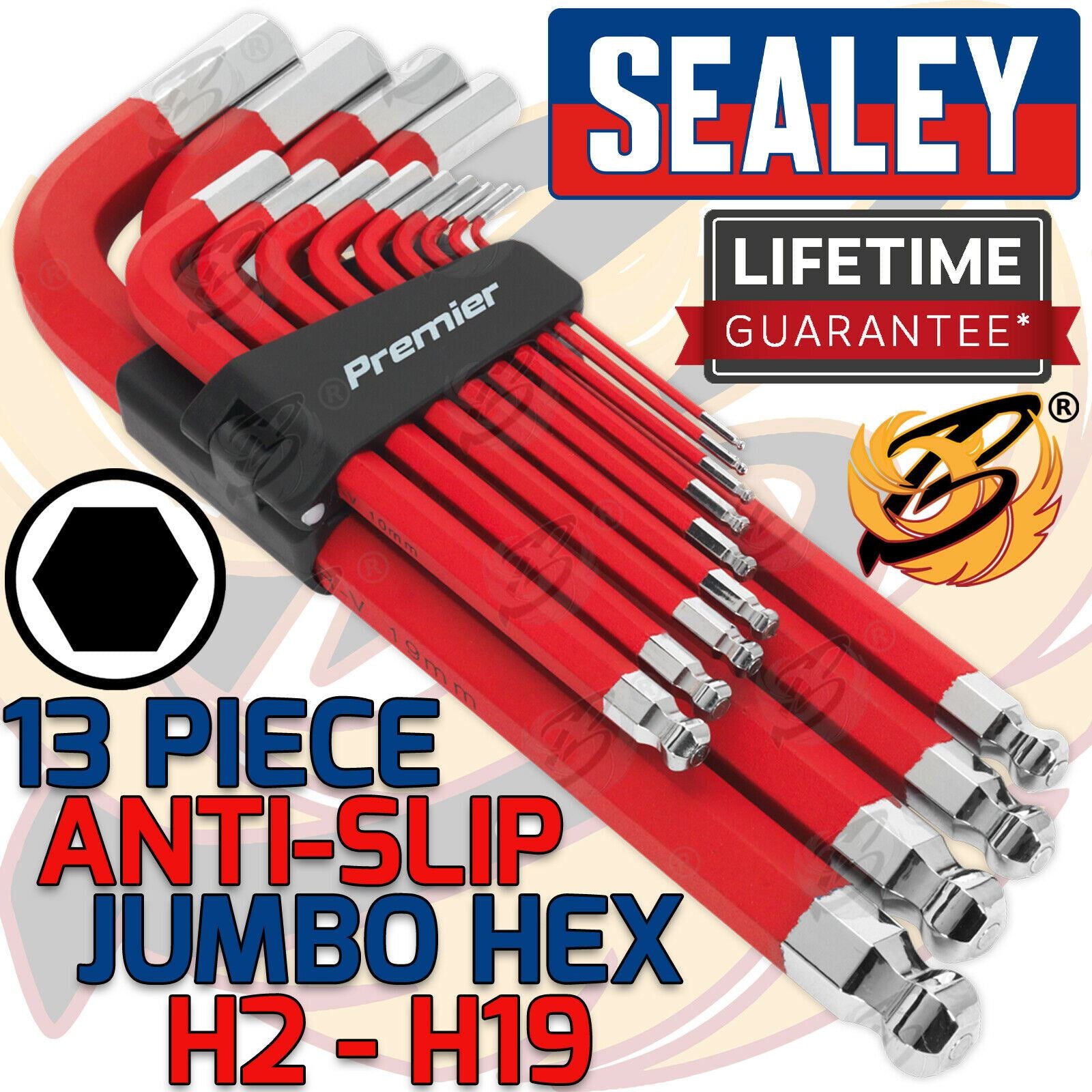 SEALEY JUMBO MAGNETIC ANTI SLIP HEX KEYS H2 H19