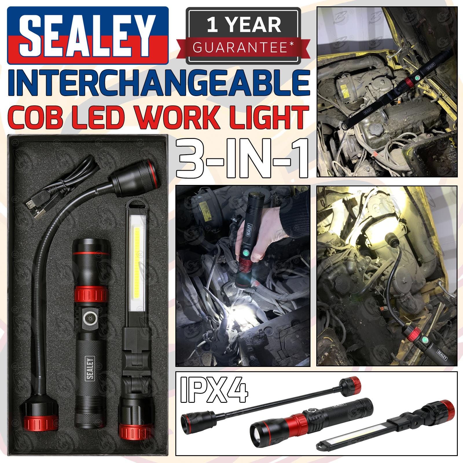SEALEY RECHARGEABLE COB LED INTERCHANGEABLE WORK LIGHT