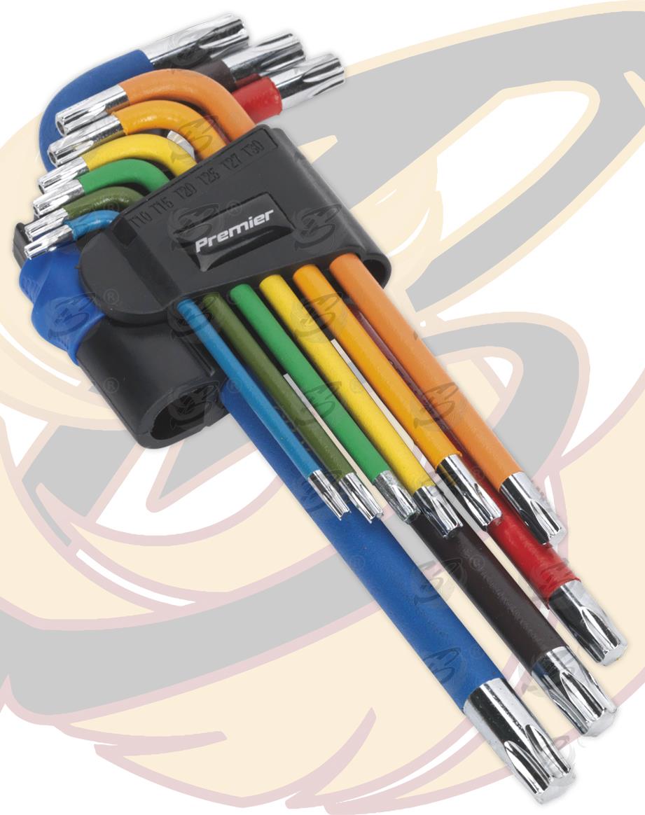 SEALEY 18PCS COLOUR CODED TAMPERPROOF TORX & BALL END HEX KEY SETS ( H1.27 - H10 ) ( T6 - T50 )
