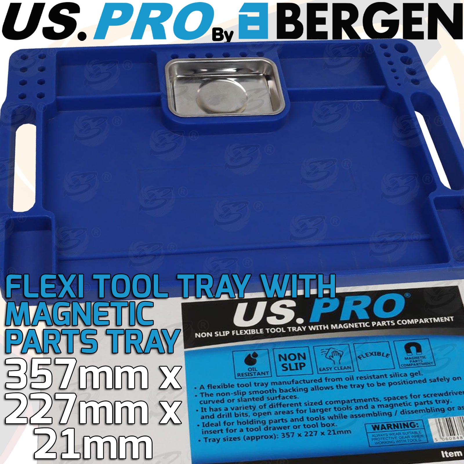 US PRO NON SLIP FLEXIBLE TOOL TRAY WITH MAGNETIC PARTS TRAY