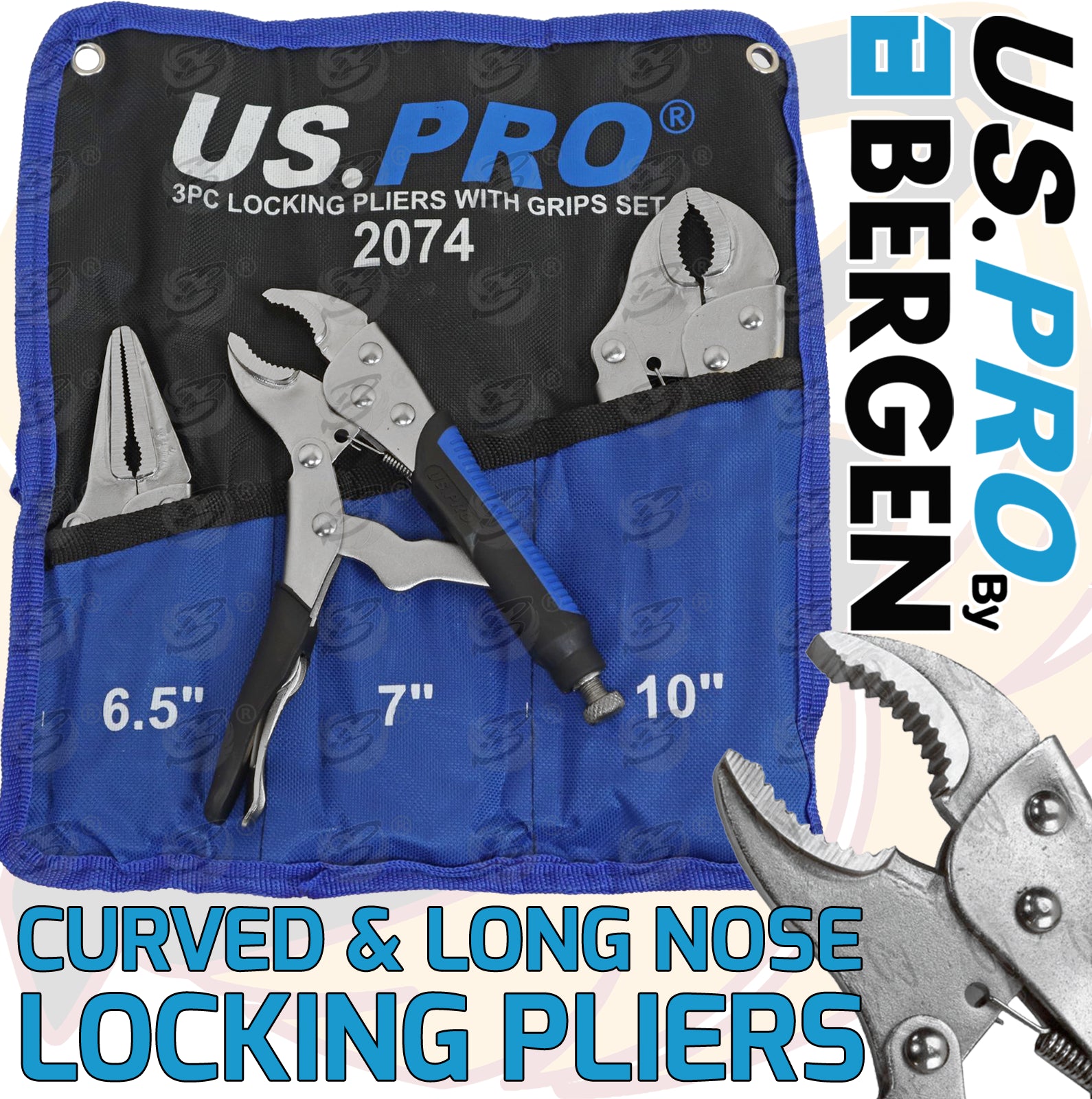 US PRO 3PCS LOCKING PLIERS WITH GRIPS