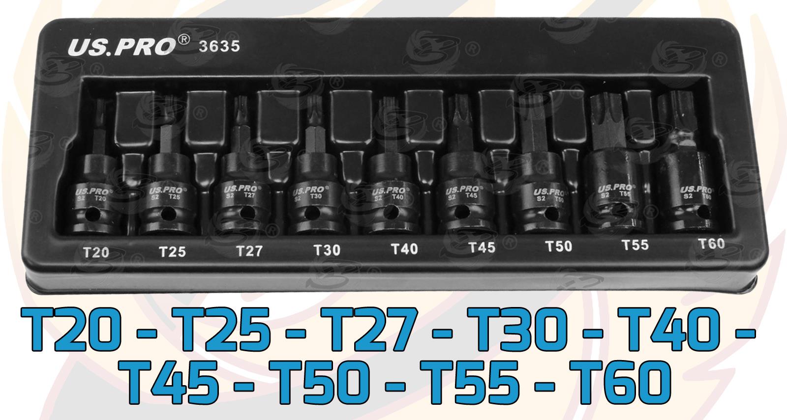 US PRO IMPACT 17PCS 3/8" DRIVE LONG & SHORT TORX BIT SOCKET SET T20 - T60