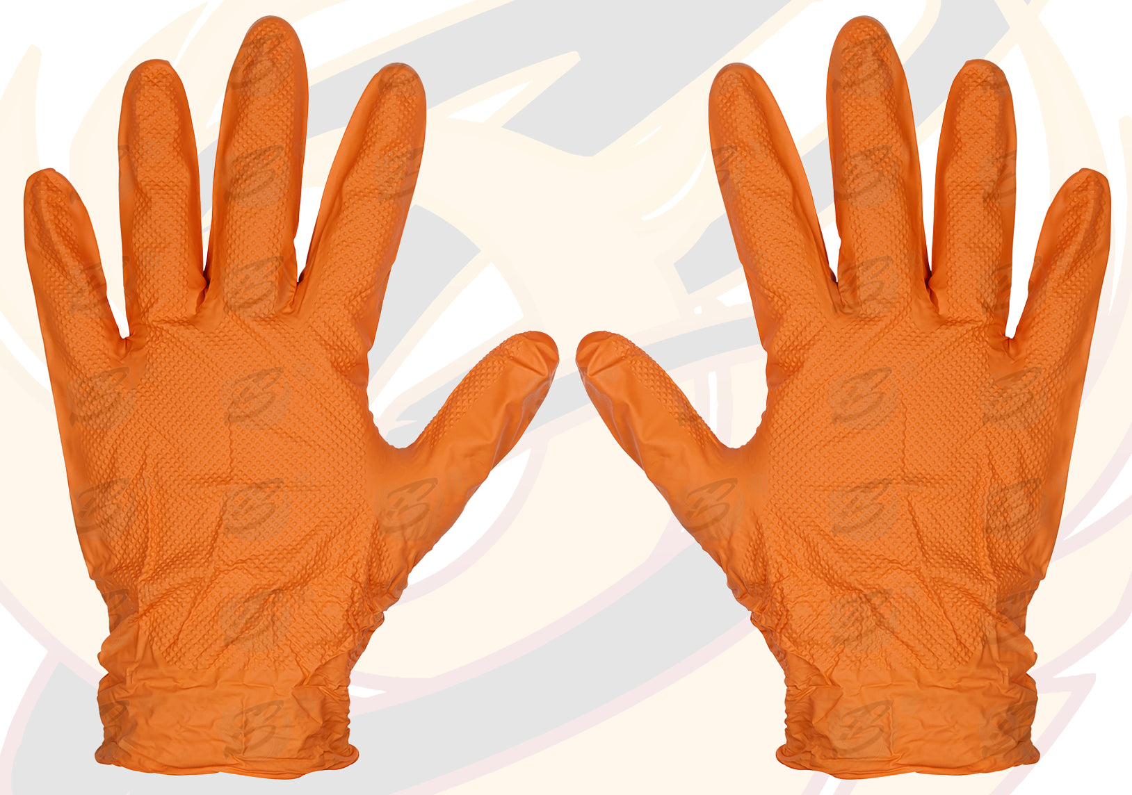 ROCKHOLD HEAVY DUTY ORANGE 8 MIL NITRILE DIAMOND GRIP GLOVES ( X LARGE - 100 GLOVES )