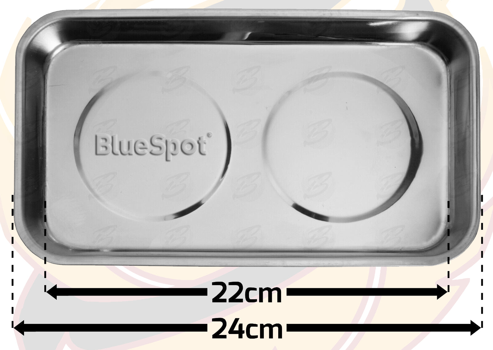 BLUESPOT 9" STAINLESS STEEL DOUBLE MAGNETIC PARTS TRAY ( x 2 )