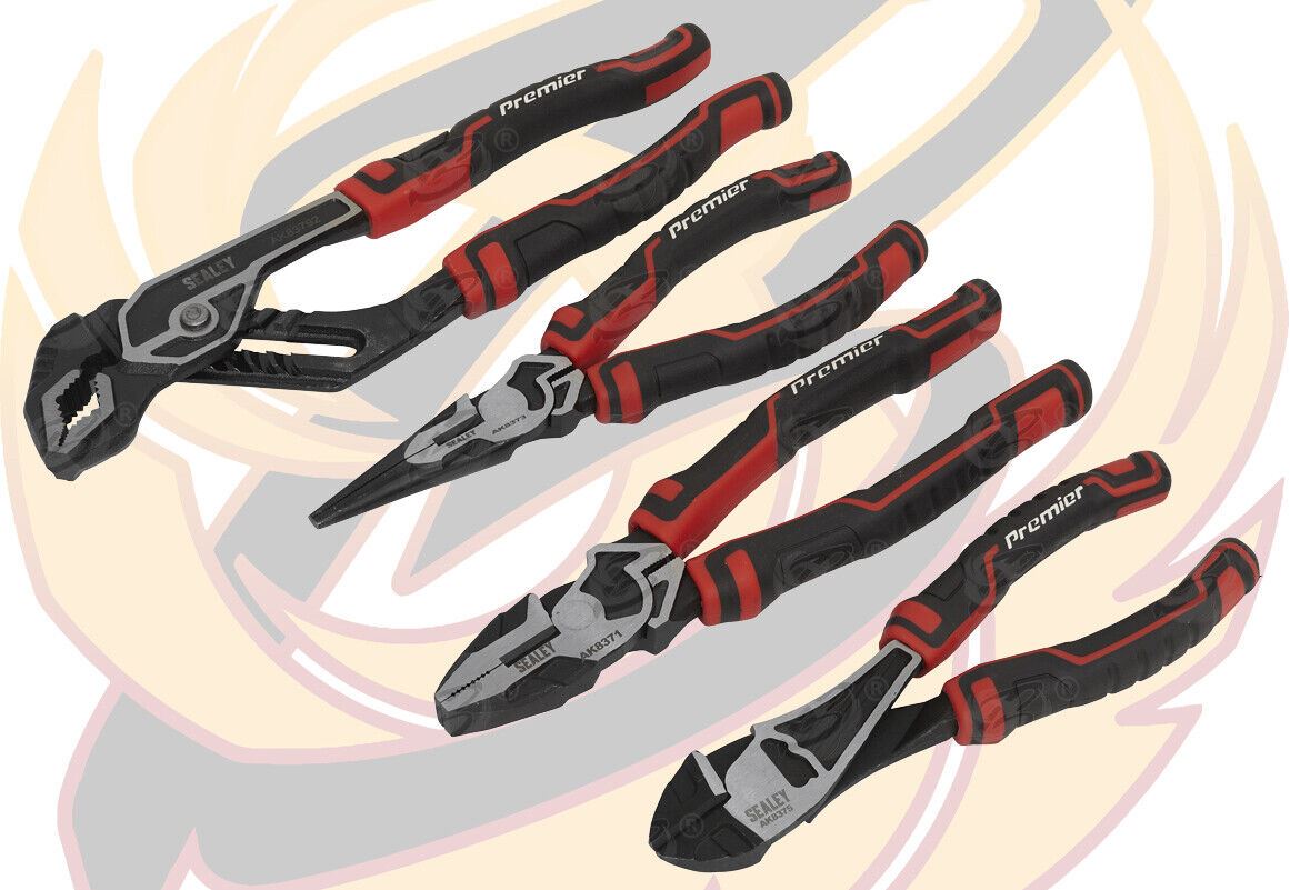 SEALEY 4PCS HIGH LEVERAGE PLIER SET ( COMBI - CUTTERS - LONG NOSE - WATER PUMP )