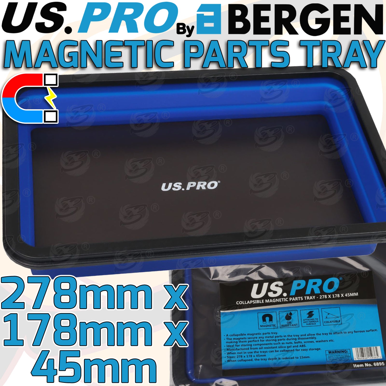 US PRO COLLAPSIBLE MAGNETIC PARTS TRAY ( 278mm x 178mm x 45mm )