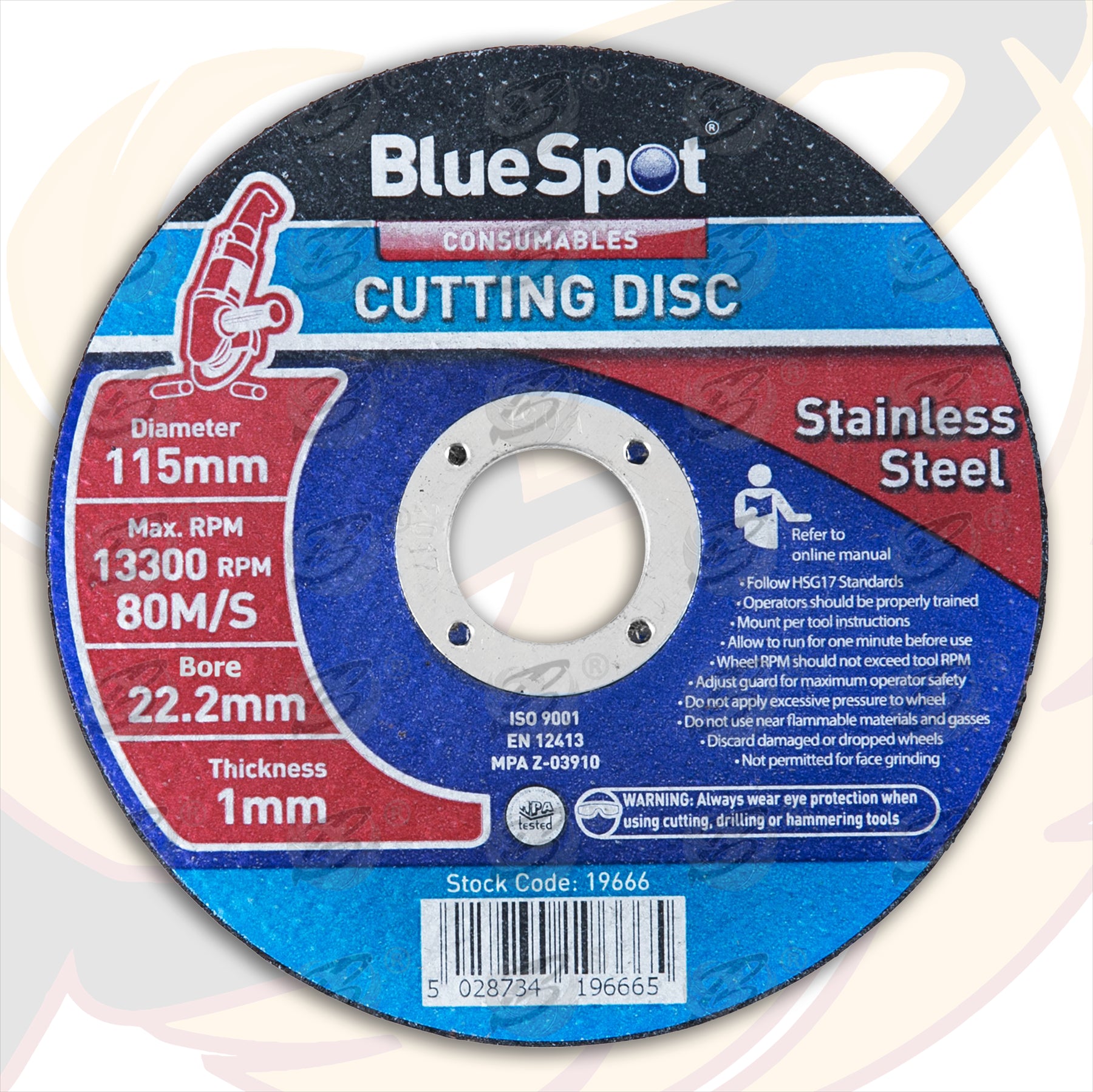 BLUESPOT 1MM THICK STAINLESS STEEL CUTTING DISCS ( X 100 DISCS )