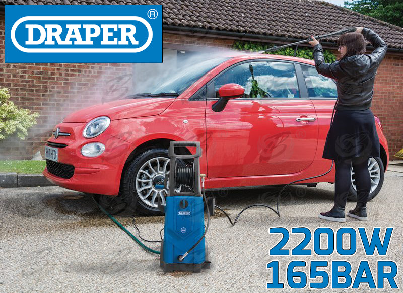 DRAPER 2200W 165 BAR PRESSURE WASHER / JET WASH WITH ACCESSORIES