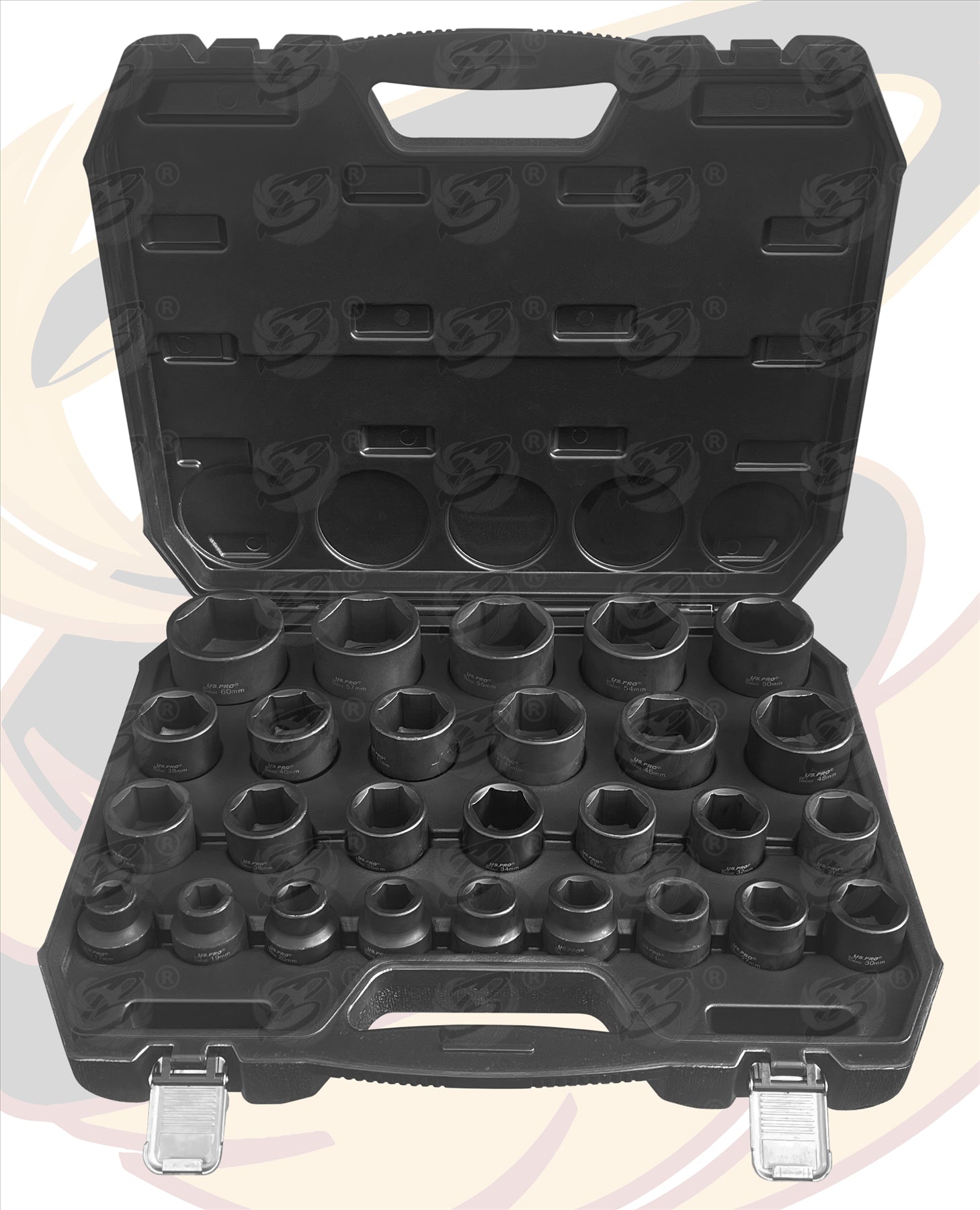 US PRO 27PCS 3/4" DRIVE 6 POINT IMPACT SOCKETS 17MM - 60MM