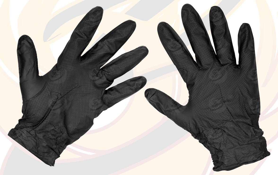 ROCKHOLD HEAVY DUTY BLACK 8 MIL NITRILE DIAMOND GRIP GLOVES ( X LARGE - 200 GLOVES )