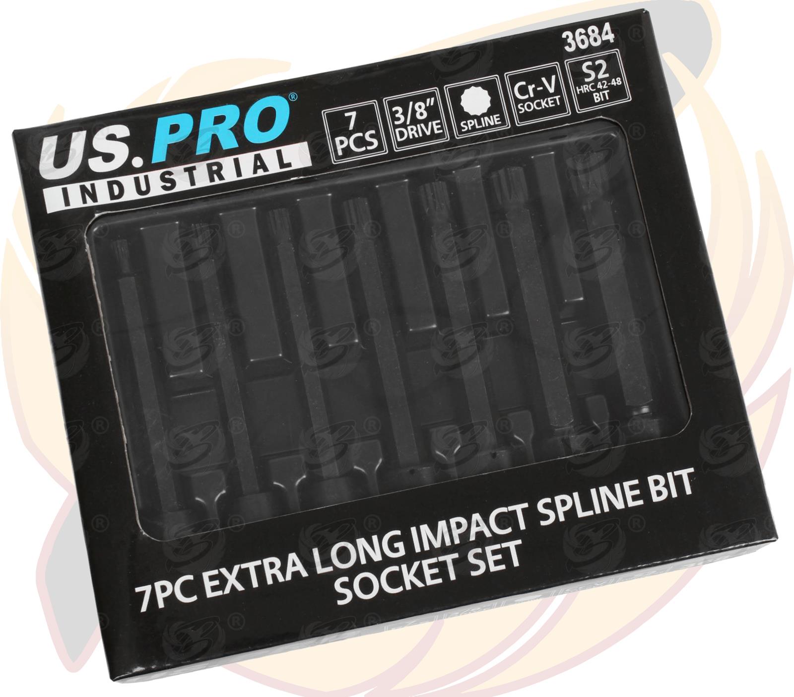 US PRO IMPACT 16PCS 3/8" DRIVE LONG & SHORT SPLINE BIT SOCKET SET M4 - M14