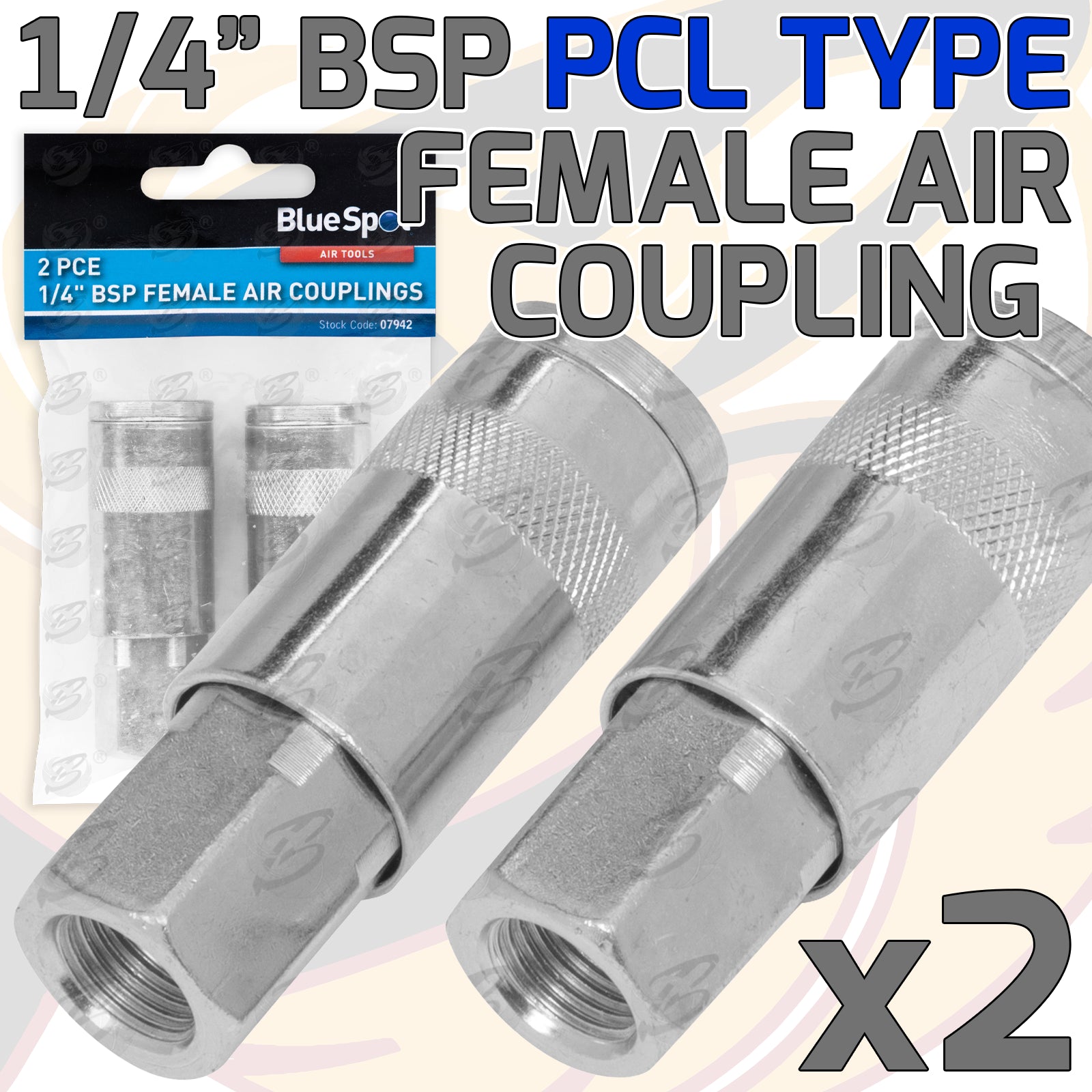 BLUESPOT 2PCS 1/4" BSP FEMALE ( PCL TYPE ) AIR COUPLINGS