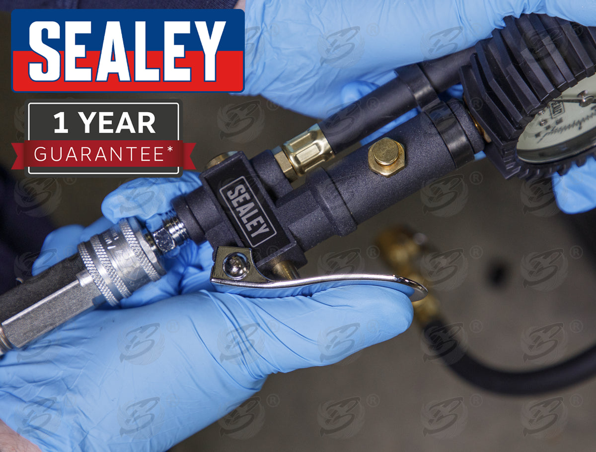 SEALEY TYRE INFLATOR WITH CLIP ON CONNECTOR 0 - 100PSI