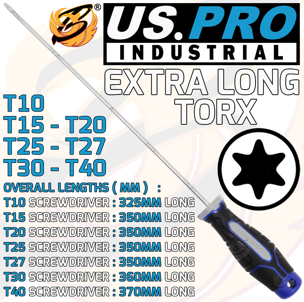 US PRO INDUSTRIAL 7PCS MAGNETIC TORX SCREWDRIVERS T10 - T40