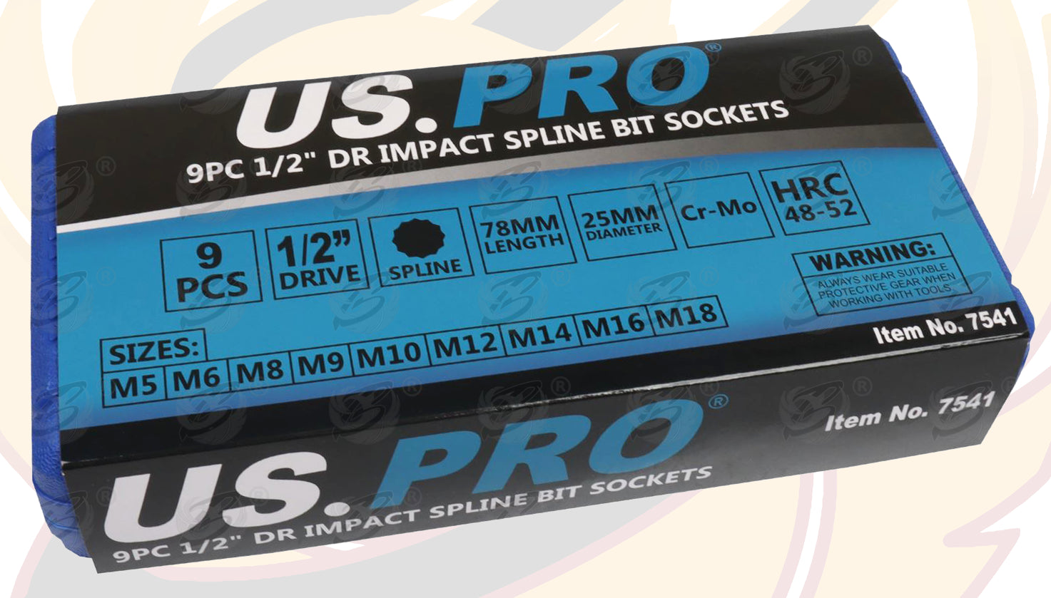 US PRO 9PCS 1/2" DRIVE IMPACT SPLINE BIT SOCKETS M5 - M18