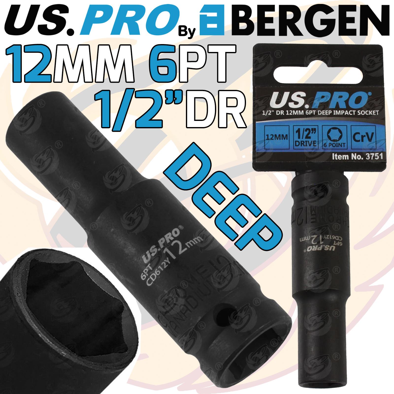 US PRO 12MM 1/2" DRIVE 6 POINT DEEP IMPACT SOCKET ( SINGLE )