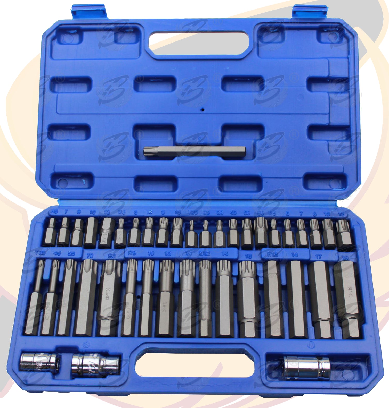 US PRO 42PCS HEX - TORX - SPLINE - RIBE BIT SOCKETS