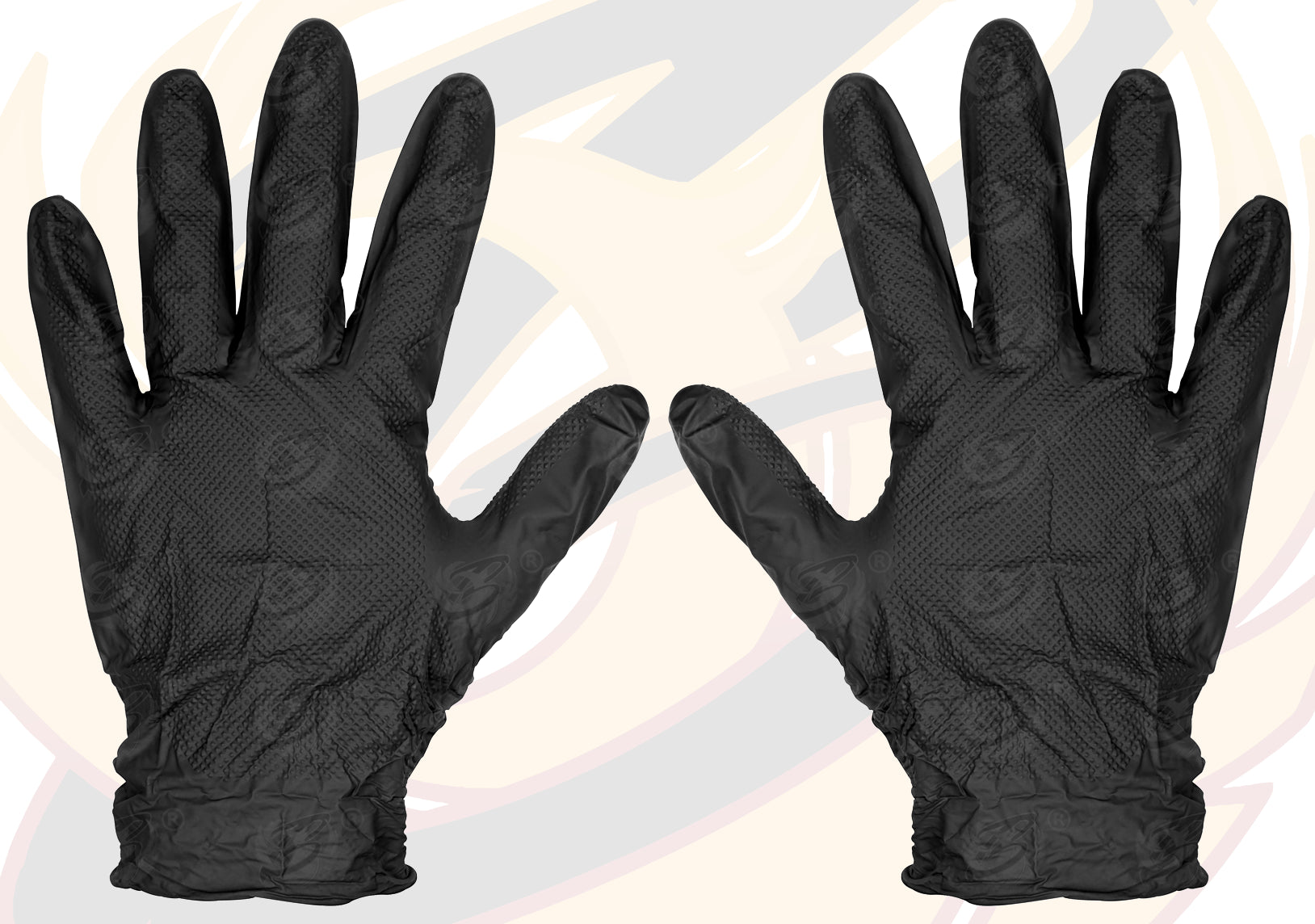 ROCKHOLD HEAVY DUTY BLACK 8 MIL NITRILE DIAMOND GRIP GLOVES ( LARGE - 200 GLOVES )