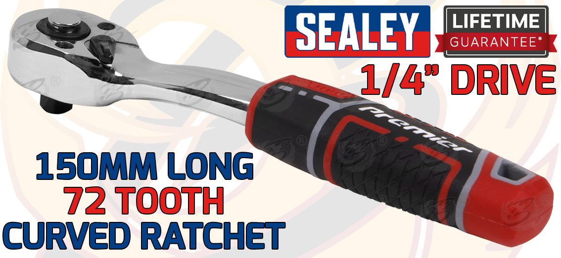 SEALEY 1/4" DRIVE 72 TOOTH CURVED RATCHET HANDLE