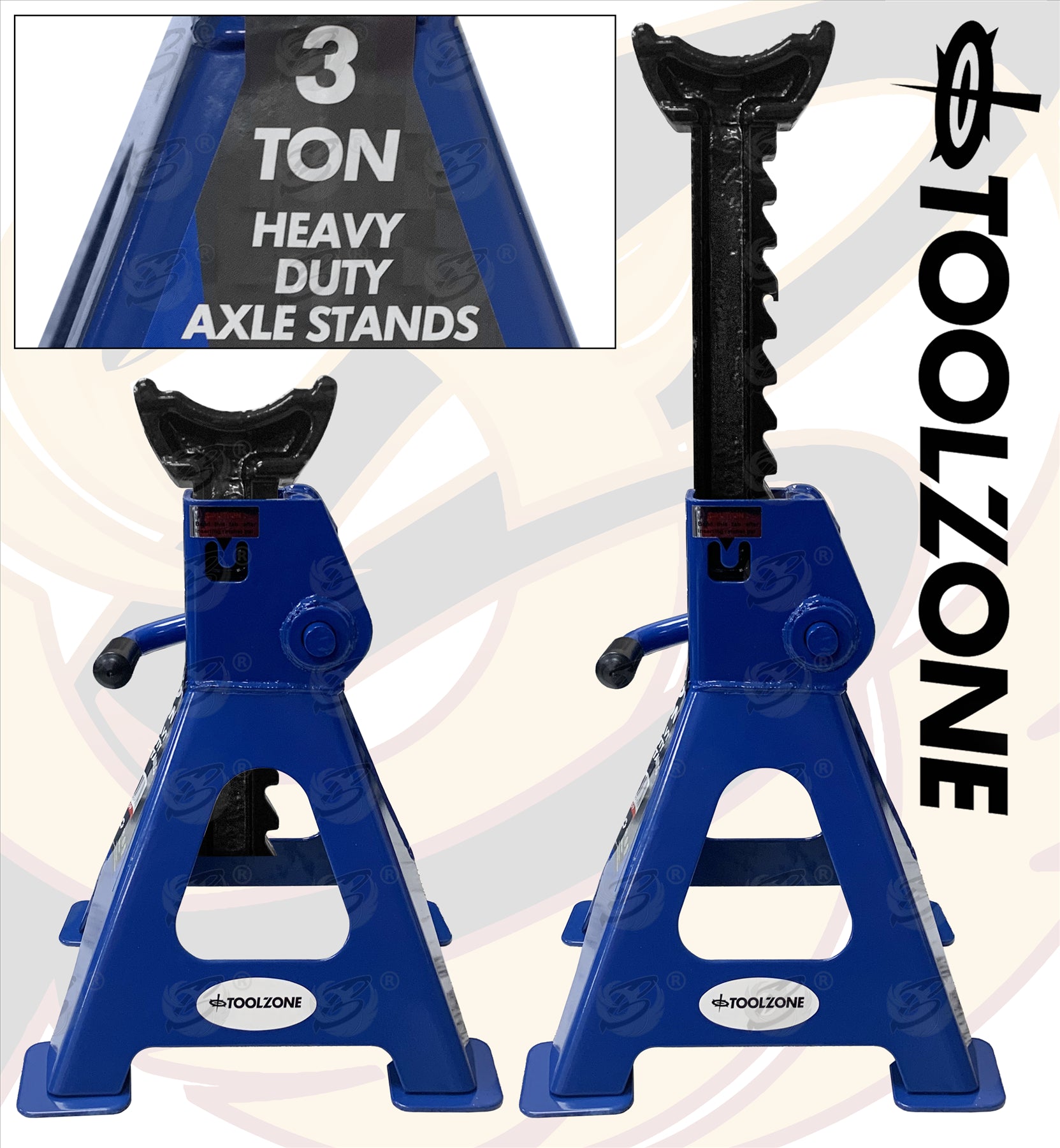 TOOLZONE 3 TON ( TONNE ) AXLE STANDS ( 2 PAIRS )