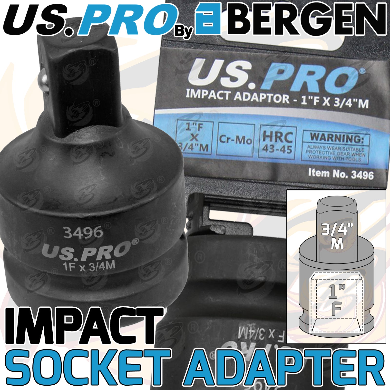 US PRO IMPACT SOCKET ADAPTER 1" DRIVE DOWN TO 3/4" DRIVE