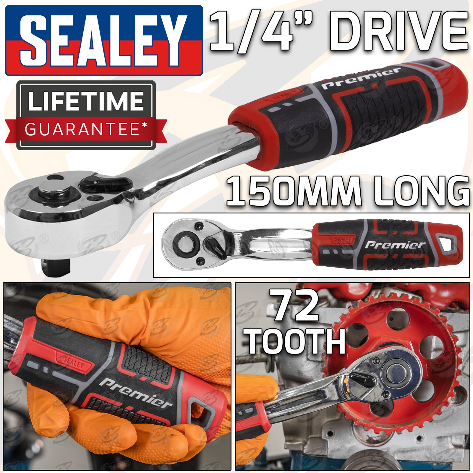 SEALEY 1/4" DRIVE 72 TOOTH CURVED RATCHET HANDLE