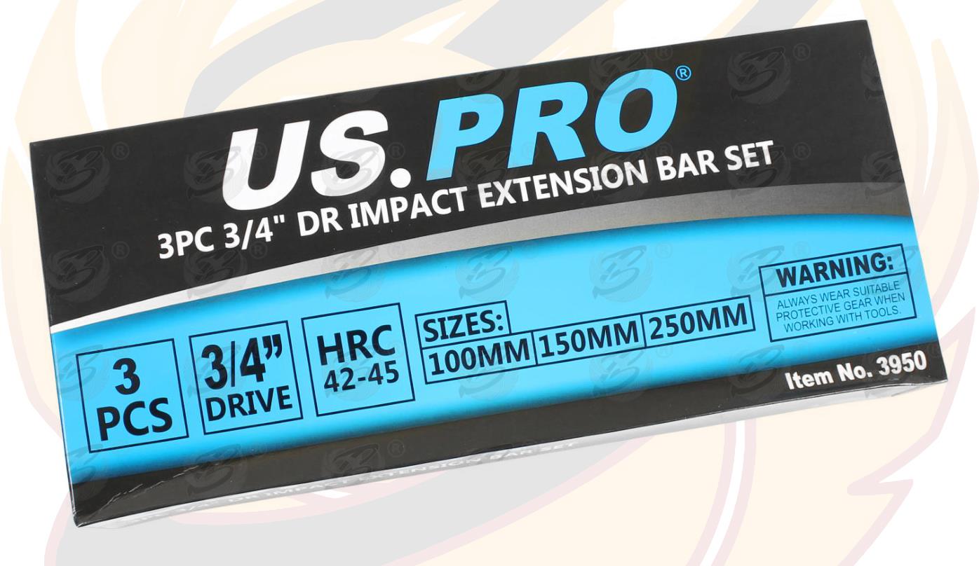 US PRO 3PCS 3/4" DRIVE IMPACT EXTENSION BARS 4" - 6" - 10"