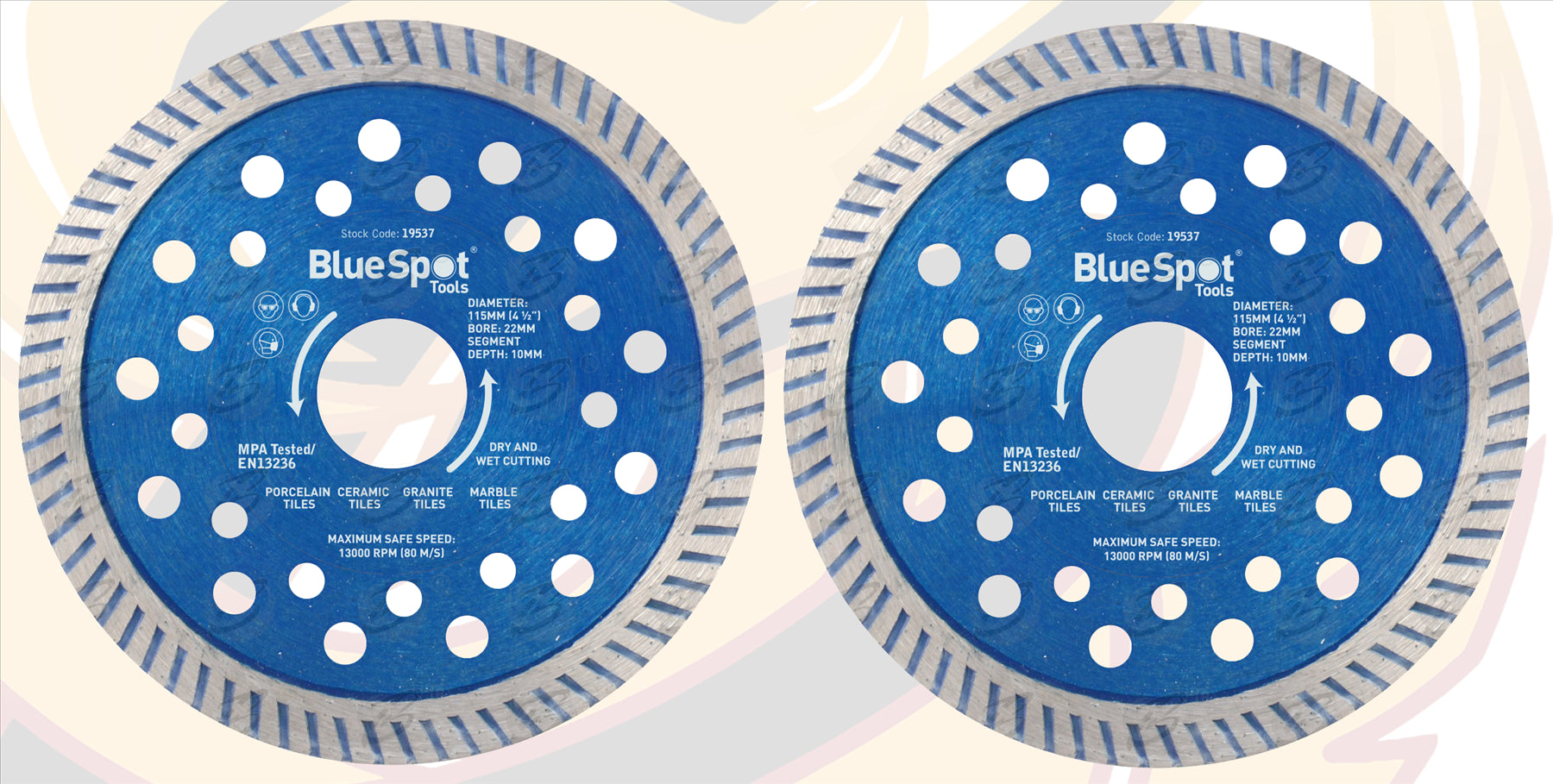 BLUESPOT 4.5" / 115MM TURBO DIAMOND CUTTING DISC ( X 2 )