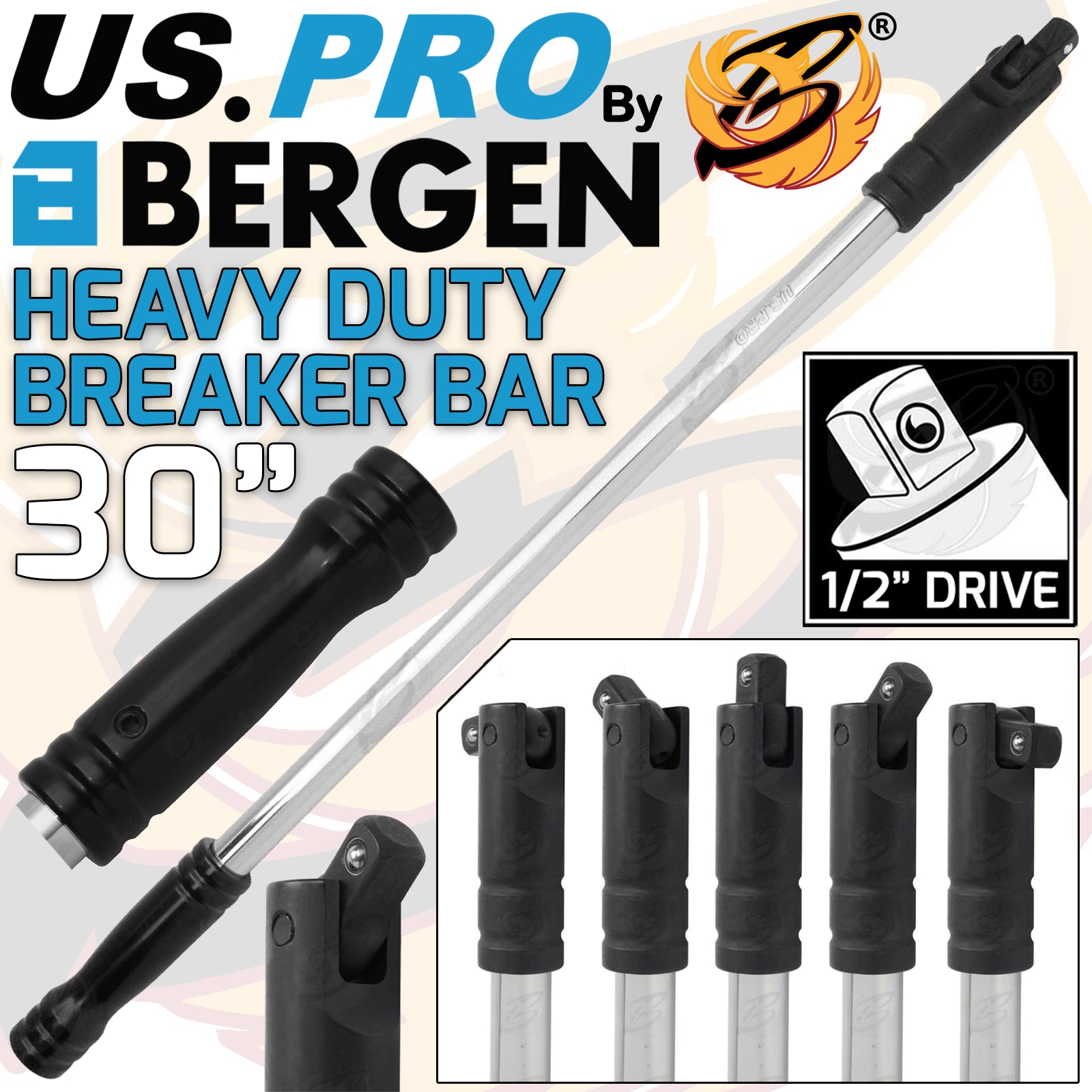 US PRO HEAVY DUTY 1/2" DRIVE 30" LONG BREAKER BAR