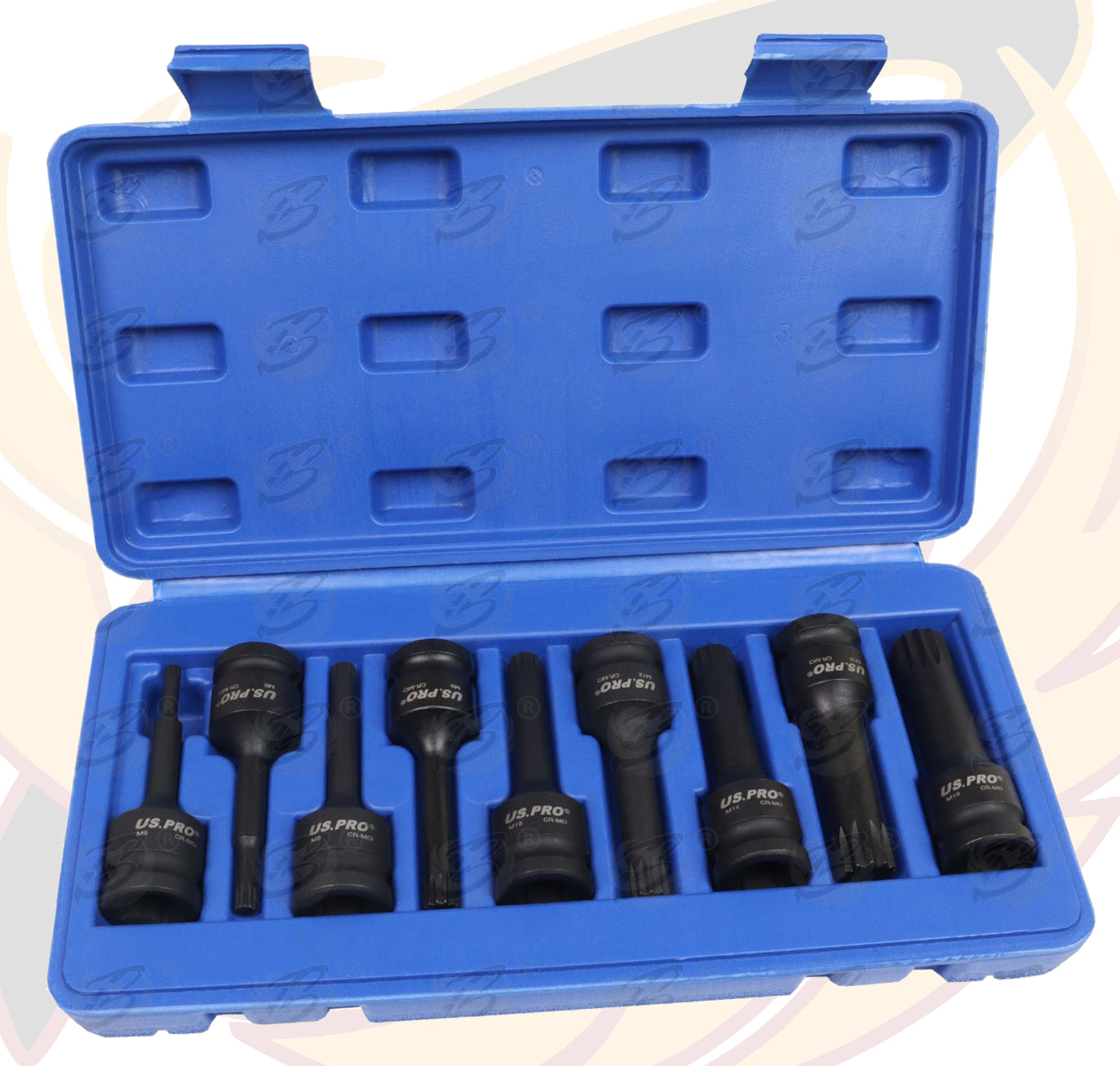 US PRO 9PCS 1/2" DRIVE IMPACT SPLINE BIT SOCKETS M5 - M18