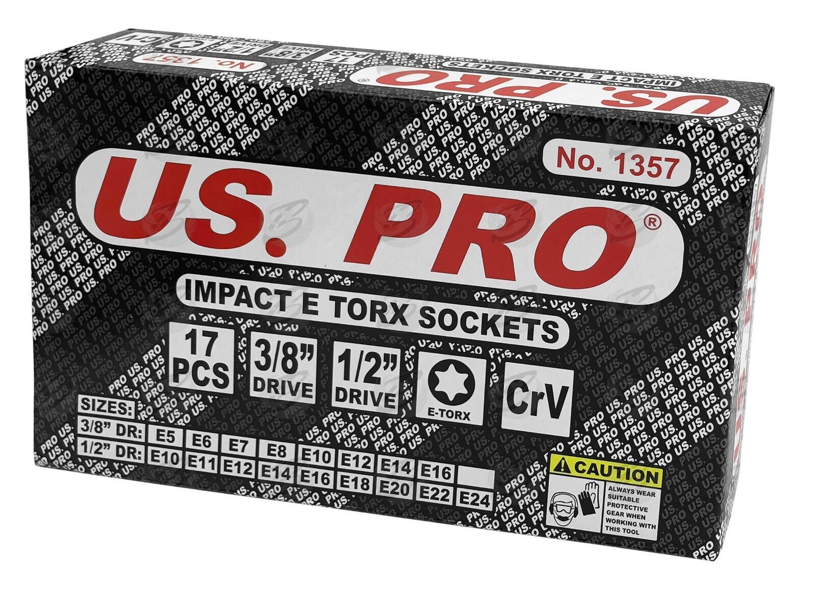 US PRO 17PCS 3/8" & 1/2" DR IMPACT E - TORX SOCKETS E5 - E24