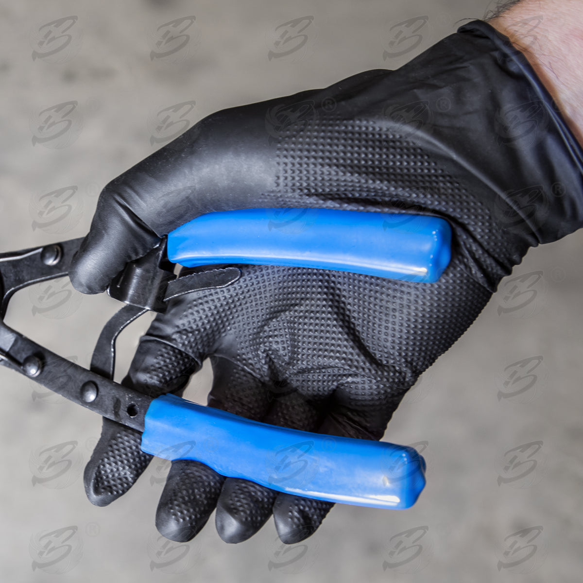 ROCKHOLD HEAVY DUTY BLACK 8 MIL NITRILE DIAMOND GRIP GLOVES ( LARGE - 100 GLOVES )