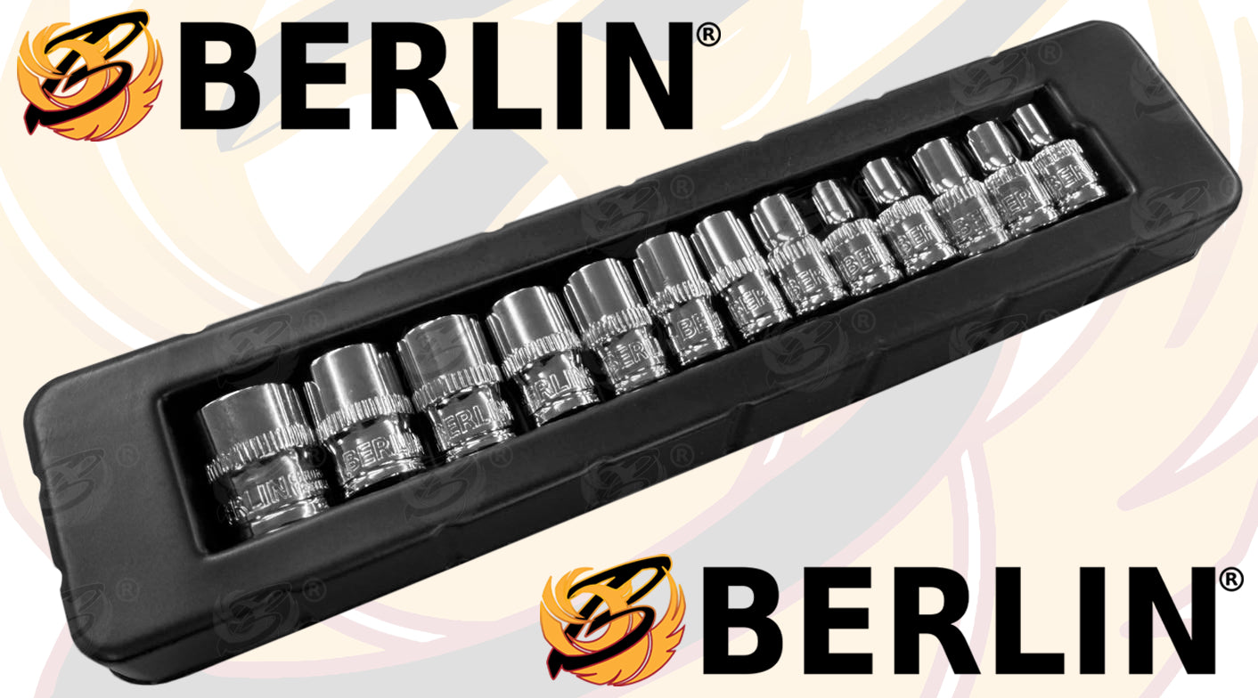 BERLIN 26PCS 1/4" DRIVE 6 POINT DEEP & SHALLOW SOCKETS 4MM - 14MM