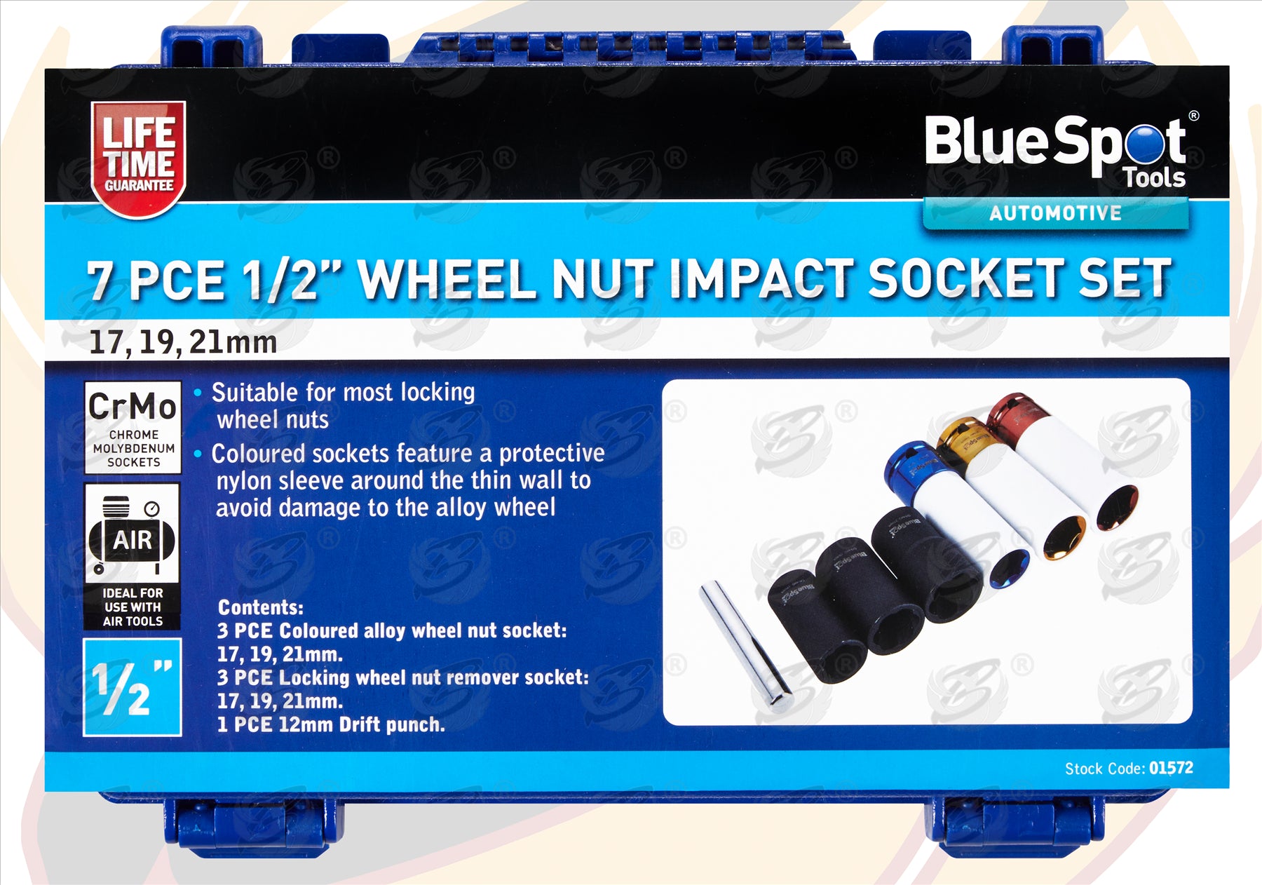 BLUESPOT 7PCS 1/2" DRIVE WHEEL NUT IMPACT TWIST SOCKET SET ( 17MM - 19MM - 21MM )